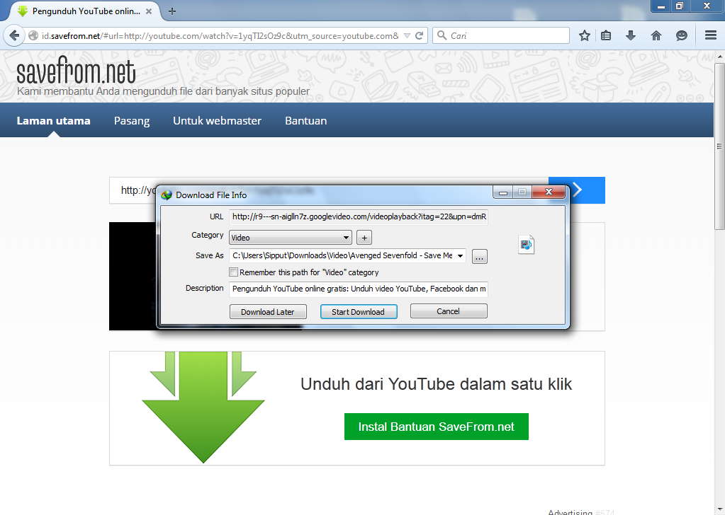 Cara Cepat Download Video di Youtube Menggunakan Savefrom net. kurniadwik.w...